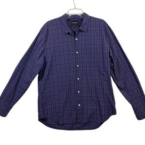 Bonobos Mens Slim Fit Plaid Button Down Shirt XXL Purple Blue Long Sleeve Cotton